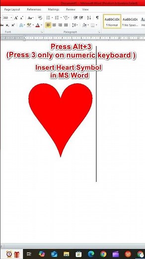 💖 How to Insert a Heart Symbol in MS Word | Easy Tutorial #hiddenshortcuts #HeartSymbol