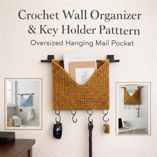 Crochet Wall Organizer Pattern | Hanging Mail & Key Holder | Entryway Pocket Storage | Modern Home Decor PDF - Etsy