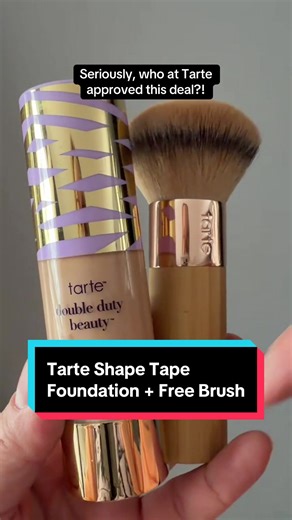 The Tarte Shape Tape Foundation is 10% off right now and comes with a free brush, plus free shipping. It’s full coverage, waterproof, sweat-proof, transfer-proof once set, and made for 12-hour wear, so this is actually a really solid deal if you like matte foundations. Posted on 1.20.2026. All deals and promotions were accurate at the time of this posting, but they are subject to change at any time! @tarte cosmetics #tarte #tartecosmetics #shapetapeweek #foundation #makeupdeals