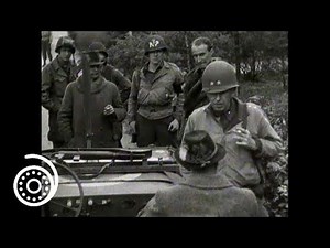 German refugees, 3rd Armored Division (1945) | World War 2 | US Army footage