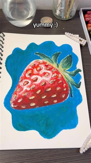 Drawing an oil pastel strawberry 🍓 #colortheory #oilpastel #drawing #artprocess #art