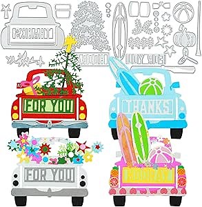 Car Tail Greeting Card Metal Dies for Paper Crafting & Card Making,Embossing Die Carbon Steel Die-Cutting Template for Scrapbooking Supplies