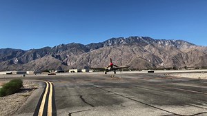 The P-40 “Flying Tiger” just arrived here for the flight demonstration today with our P-51 Mustang “Bunny”. Following our Tuskegee Airmen program at 1:00pm. Come on by. Thanks! | Palm Springs Air Museum