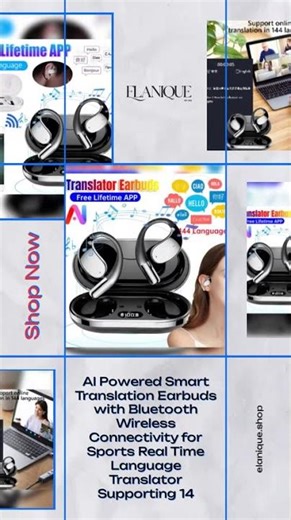 AI Powered Smart Translation Earbuds with Bluetooth Wireless Connectivity for Sports Real Time La...