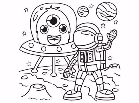 Space Coloring Pages for Kids, Astronaut Planet Rocket Activity (PDF Download) - Etsy