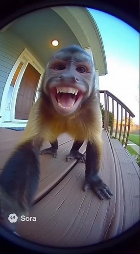 Monkey laughing and smiling