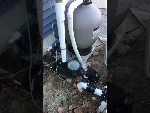 Open pool with a Hayward sand filter , Tristar pump and Aqua Plus system