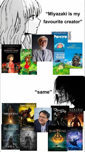 Two Miyazakis, Two Worlds | Anime vs Souls Meme