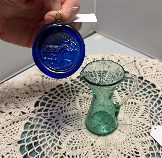 Blenko Glass Choice Cobalt Bridge Suncatcher or Sea Green Pitcher - Etsy