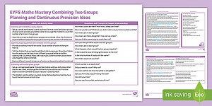EYFS Maths Mastery Combining Two Groups Planning and Continuous Provision Ideas