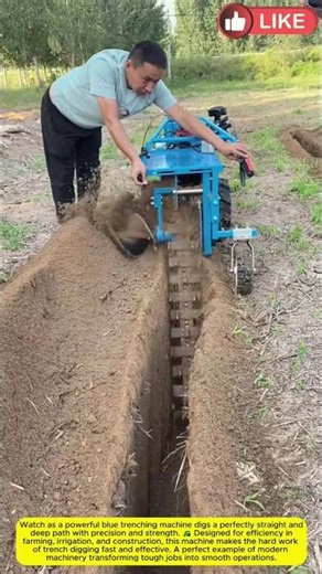 Blue Trenching Machine 🚜 | Deep Path Digging Process