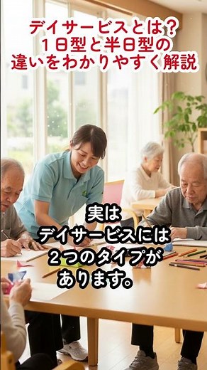 デイサービスとは？１日型と半日型の違いをわかりやすく解説【介護・認知症予防】#デイサービス #介護 #認知症 #高齢者 #介護保険 #リハビリ #在宅介護 ##レスパイト #生活支援 #通所介護