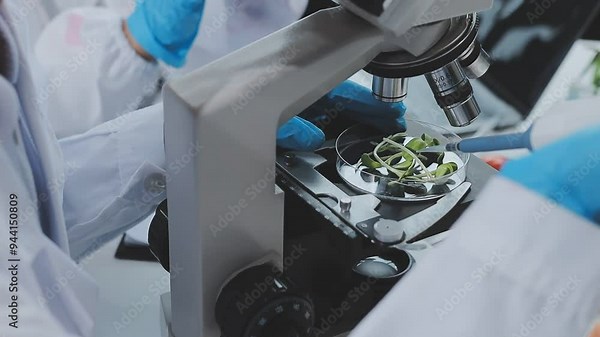 testing a plant sample in a biochemical science laboratory. a scientist studies the genetics of plants