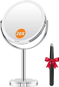 Auxmir 20X Magnifying Makeup Mirror, Double Sided 1X/20X Magnifying Mirror, Tabletop Magnified Vanity Mirror with Magnification, 360° Rotation, Stand for Dressing Table, Bathroom, Bedroom