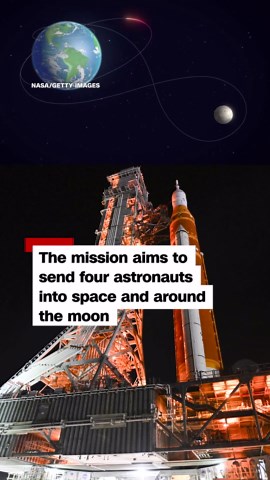 The Artemis II rocket moves towards the launch pad ahead of scheduled launch