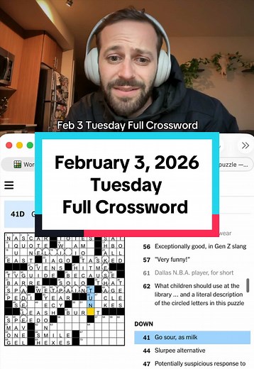 February 3, 2026 Tuesday Full Crossword Solutions