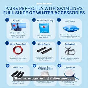 SWIMLINE HYDROTOOLS Silver King Heavy Duty Pool Cover For Above Ground Swimming Pools |30 X 50 FT Cover | Silver / Black | Water Tube Sleeves | UV Protected For 25X45 FT Rectangle Pools | CO143050R