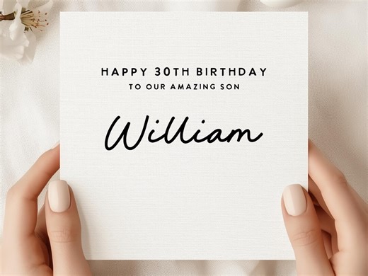 30th Birthday Card Son, Personalized Name Birthday Card for Him, Minimal Modern 30 Birthday Card, Elegant Son Milestone Card - Etsy