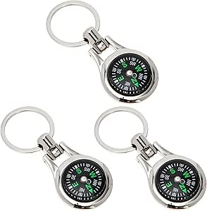 Personalized Engraved Compass Keychain - Silver Metal, Waterproof, Hiking, Camping, Travel Accessory