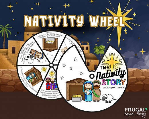 Nativity Craft Christmas Sunday School Lesson | Kids' Nativity Coloring Wheel Activity | Birth of Jesus Story With Pictures Printable Craft - Etsy