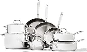 OXO Good Grips Pro Tri Ply Stainless Steel Dishwasher Safe Nonstick Cookware Pots and Pans Set, 13 Piece