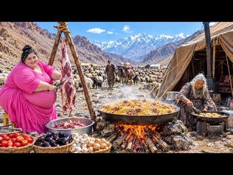 Nomadic Life of an Iranian Mountain Family -Cooking Mutton & Pumpkin Stew, Hunting & Self Sufficient