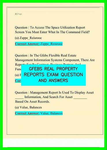 GFEBS REAL PROPERTY REPORTS EXAM QUESTION AND ANSWERS video
