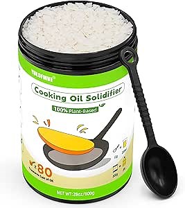 Cooking Oil Solidifier Powder, Solidifies Up to 80 Cups from Mess, 100% Plant-Based Used Oil Solidifying Powder, Grease Hardener Disposal for Kitchen