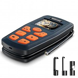 NIDAGE Borescope 1080P HD Endoscope Camera with Light IP67 Waterproof Handheld Snake Inspection Camera with 5 FT Hidden Winding Semi-Rigid Cable Zoomable Scope Cam Gadgets for Men, 2.4" Engine Camera