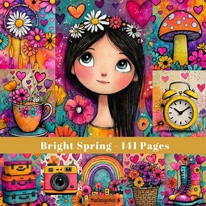Bright Spring Junk Journal Pages: Colorful Scrapbook Paper (digital Download, 141 Jpgs 8.5x11") - Etsy