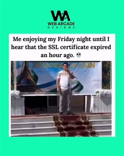webarcade_designz on Instagram: "Friday nights are for relaxing... unless you work in tech. 💀 The “Your connection is not private” warning is a developer’s true jump scare. 🚩 One minute you’re logging off, the next you’re in a race against an expired SSL certificate. If you’ve ever had your weekend plans hijacked by a server error, drop a “🚩” in the comments so I know I’m not alone! #WebDesignLife #DevProblems #WebArcadeDesignz #CodingHumor #SSL"