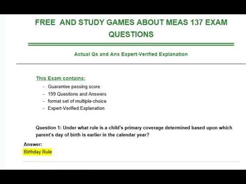 FREE AND STUDY GAMES ABOUT MEAS 137 EXAMQUESTIONS