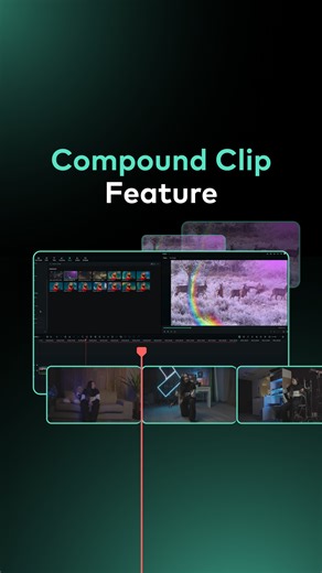 Say goodbye to tedious color correction and hello to seamless editing perfection with the Compound Clip feature!🎥 Sync up the colors of all your clips in less than a minute!⏱️ | Wondershare Filmora Video Editor