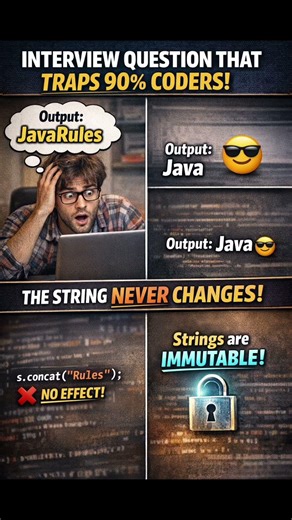 Tricky Java Interview Question 😱 | String Immutability Explained | Output #java #coding #interview