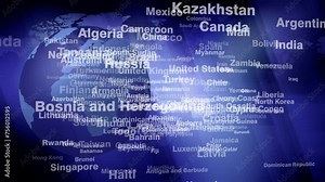 World globe reveals diverse country names as breaking news for travel inspiration and vacation destination