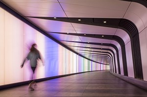 the light lab installs LED integrated art wall at king's cross london