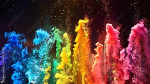 Rainbow Ink Explosions: Vibrant, colorful ink plumes burst and dance in a captivating display of dynamic energy and artistic expression. Stock Video