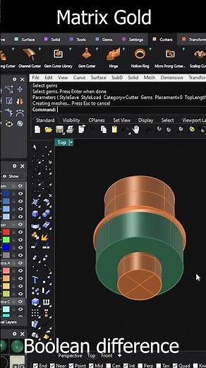 MatrixGold Boolean Difference Command Tutorial | Easy Jewelry CAD Subtraction Guide #jewellery #art