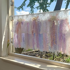 Vintage Beautiful Pink Blue Purple Lace Curtains Valance, Colorful Lace Fabric Farmhouse Country Kitchen Curtains, Shabby Chic Cafe Curtains - Etsy
