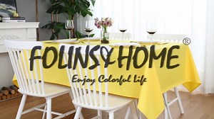 FOLINS&HOME 2 Pack Yellow Rectangle Tablecloth - 54 x 54 Inch Wrinkle Free Waterproof Polyester Table Cloths, Spillproof 210 GSM Washable Table Cover for Party, Banquet, Square/Rectangular (2 Pcs)
