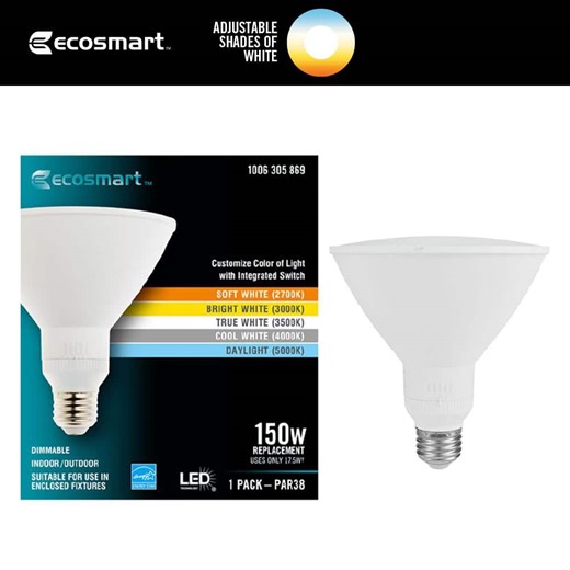 Reviews for EcoSmart 150-Watt Equivalent PAR38 Dimmable CEC LED Spot Light Bulb with Selectable Color Temperature (1-Pack) | Pg 2 - The Home Depot