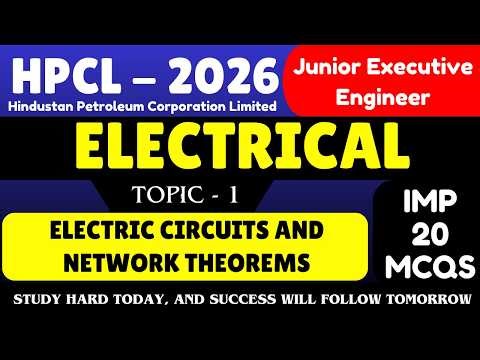 Electric Circuits and Network Theorems MCQS | HPCL Electrical Engineer 2026 Pdf Notes | HPCL JE Pdf