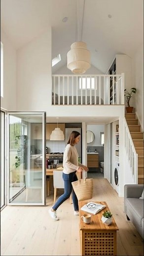 Modern Minimalist Tiny Home Design | Scandinavian Interior Design with Loft Space