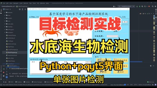 基于YOLOv10/v8/v5深度学习的水下海生物检测识别系统的设计与实现【python源码 Pyqt5界面 数据集 训练代码】深度学习实战、目标检测、卷积神经