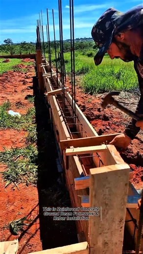 Satisfying Concrete Footing Beam Setup | Rebar & Formwork Installation Process