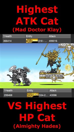 the battle cat Highest ATK Cat VS Highest HP Cat #battlecats #にゃんこ大戦争 #bcu