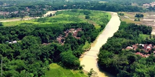 aerial video of forest clearing areas to clear new settlements and new agricultural land