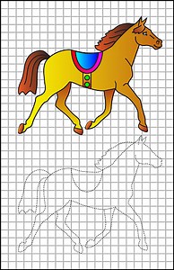 Educational page with exercises for children on a square paper....