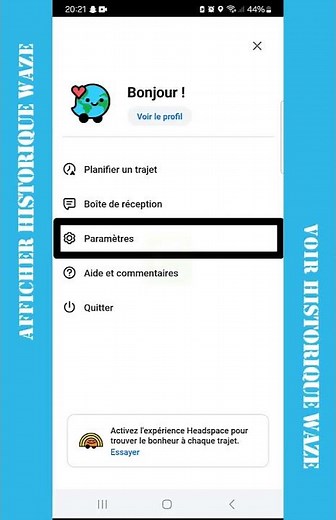 WAZE - afficher Historique de Navigation