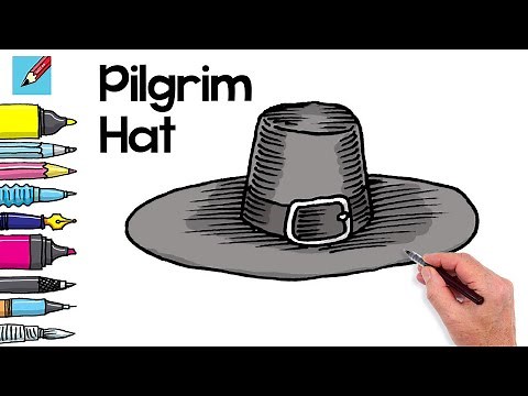 How to draw a Pilgrim Hat Real Easy - Easy Step by Step - Spoken Instructions